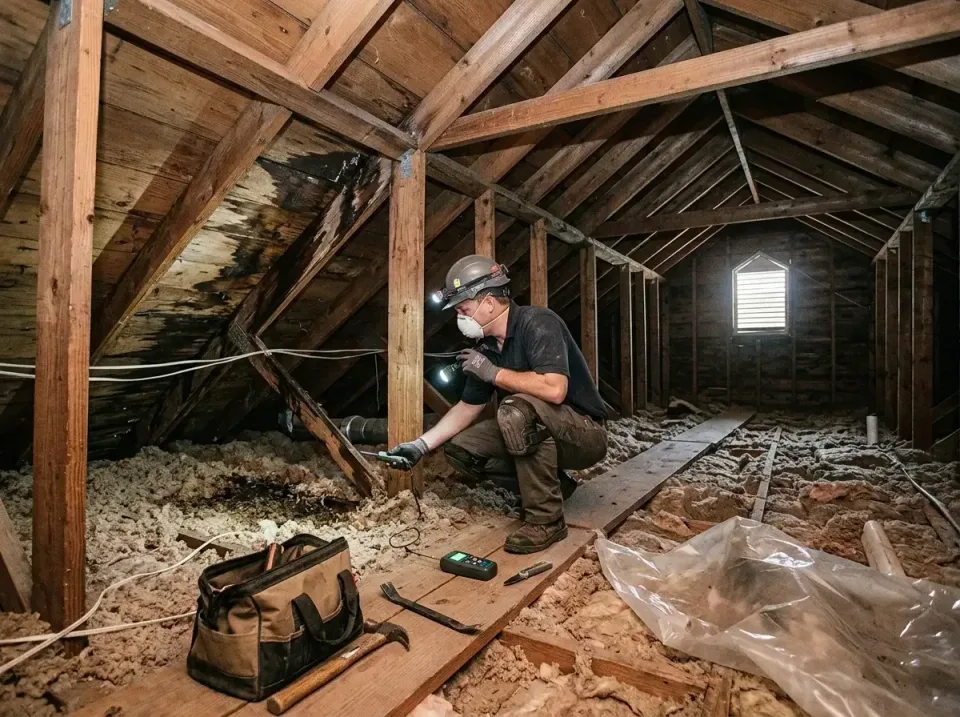 attic-roof-leak-repair-scene-a-004 — project overview, Emergency 24 Hour Ceiling Water Damage Repair in Dallas
