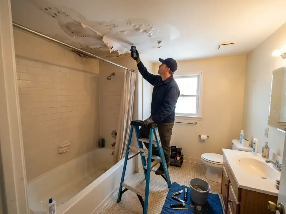bathroom-ceiling-leak-inspecti-002 — expert technician, Emergency 24 Hour Ceiling Water Damage Repair in Dallas