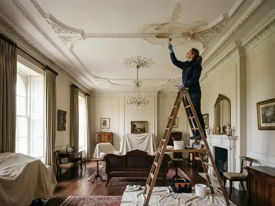 ceiling-repair-in-historic-hom-010 — completed project, Emergency 24 Hour Ceiling Water Damage Repair in Dallas