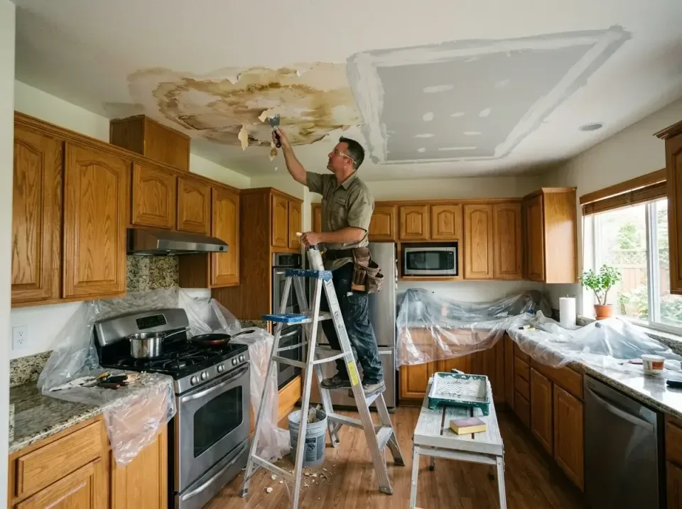 kitchen-ceiling-water-damage-r-003 — featured hero banner, Emergency 24 Hour Ceiling Water Damage Repair in Dallas